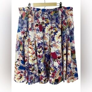 Coldwater Creek Women’s 2XL Floral Pleated Multicolor Cotton Blend Midi Skirt